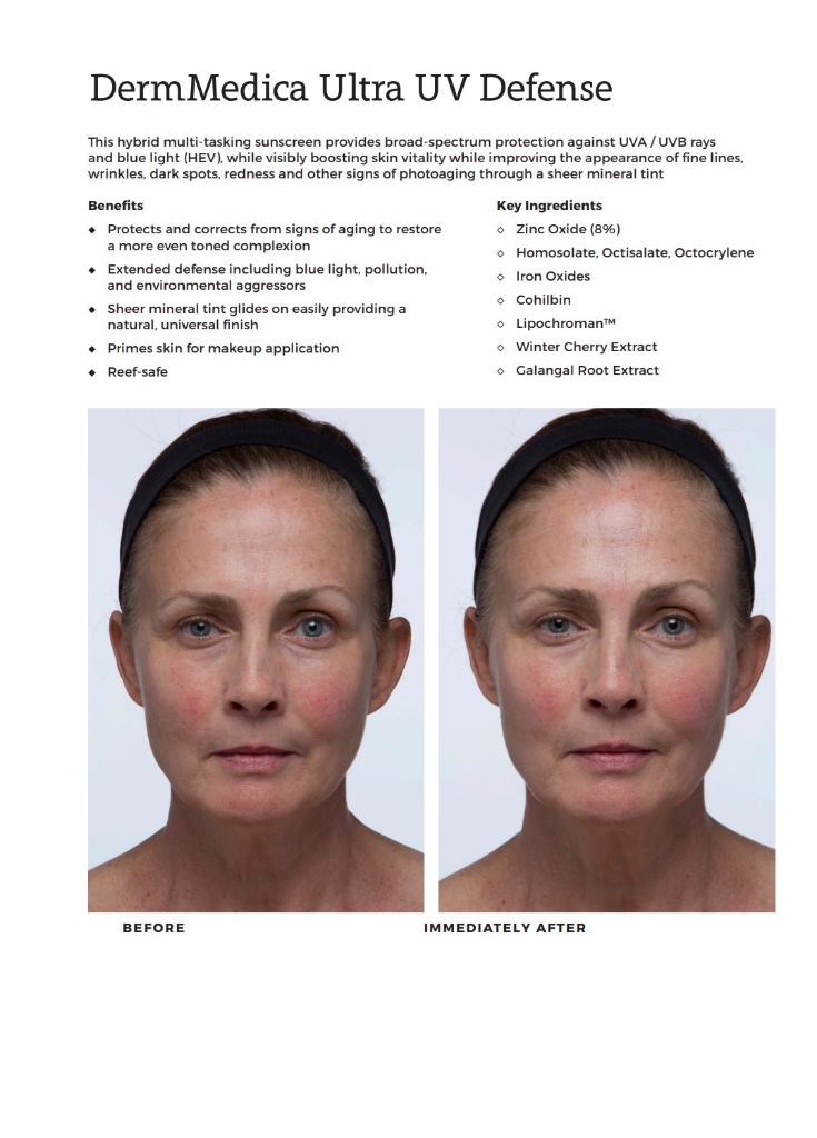 Before and immediately after applying DermMedica Mineral Shield