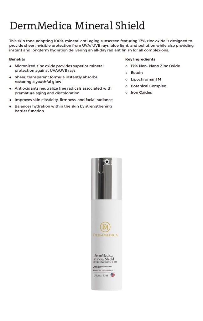 DermMedica Mineral Shield formula and ingredients