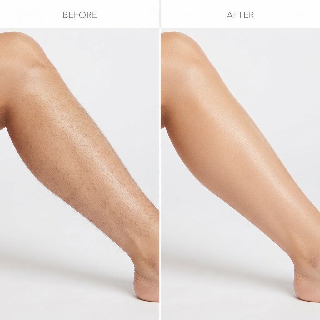 Before and after IPL hair removal — Legs