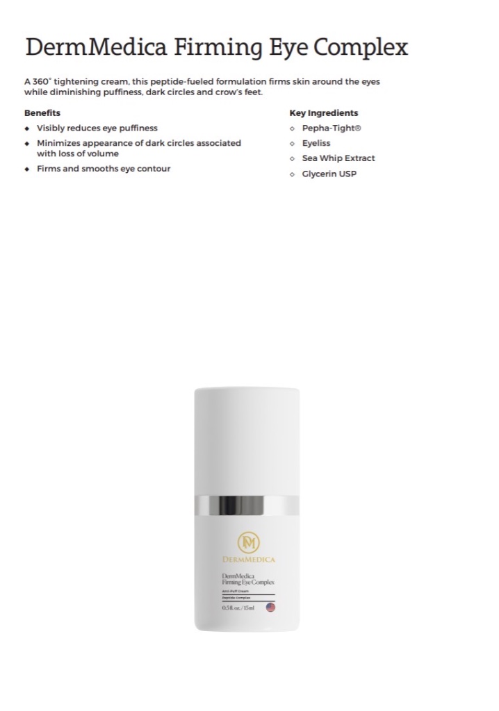 DermMedica Firming Eye Complex formula and ingredients