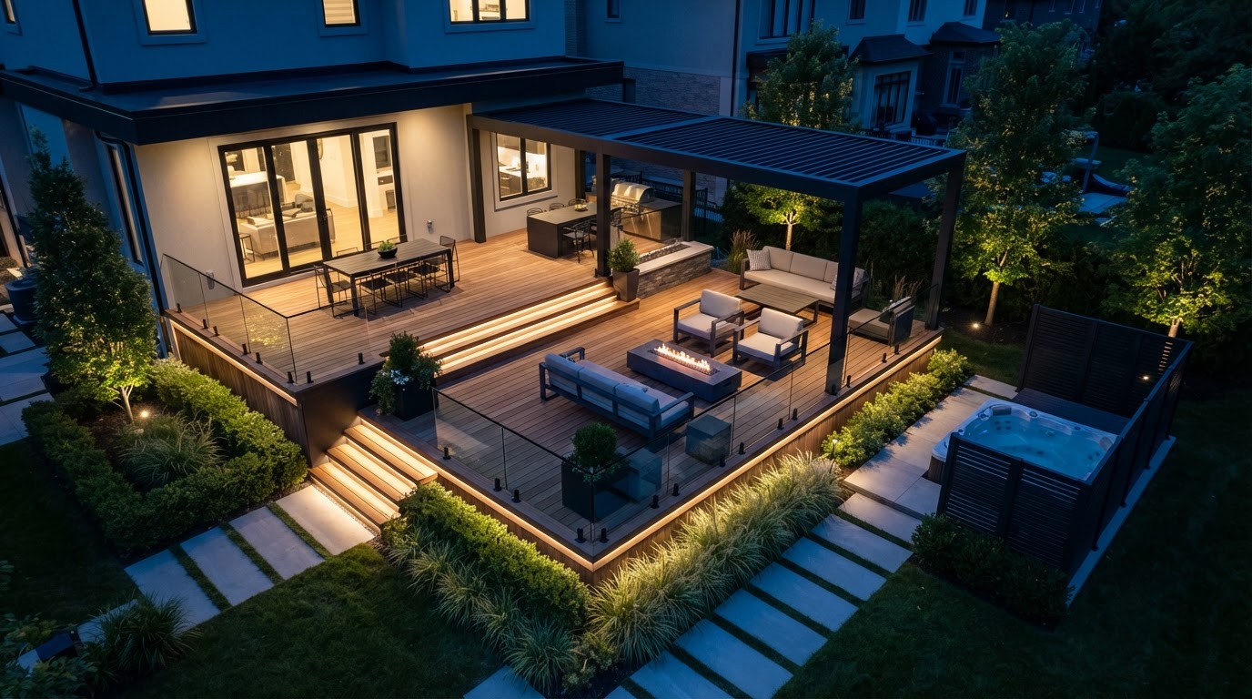Vue aérienne d'un patio moderne