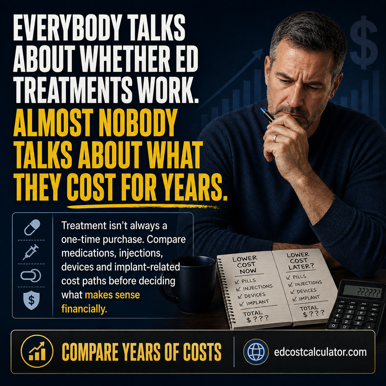 Everybody Talks About Whether ED Treatments Work. Almost Nobody Talks About What They Cost for Years.