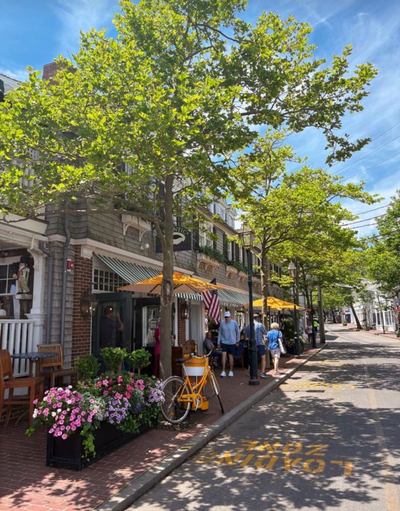 Charming downtown Edgartown, Martha's Vineyard with historic shops and restaurants
