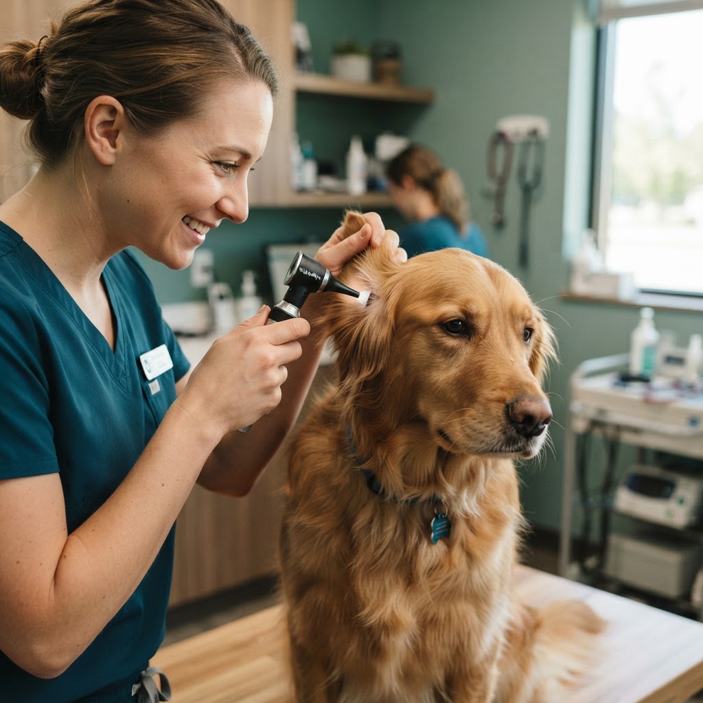 Happy pets at the veterinarian