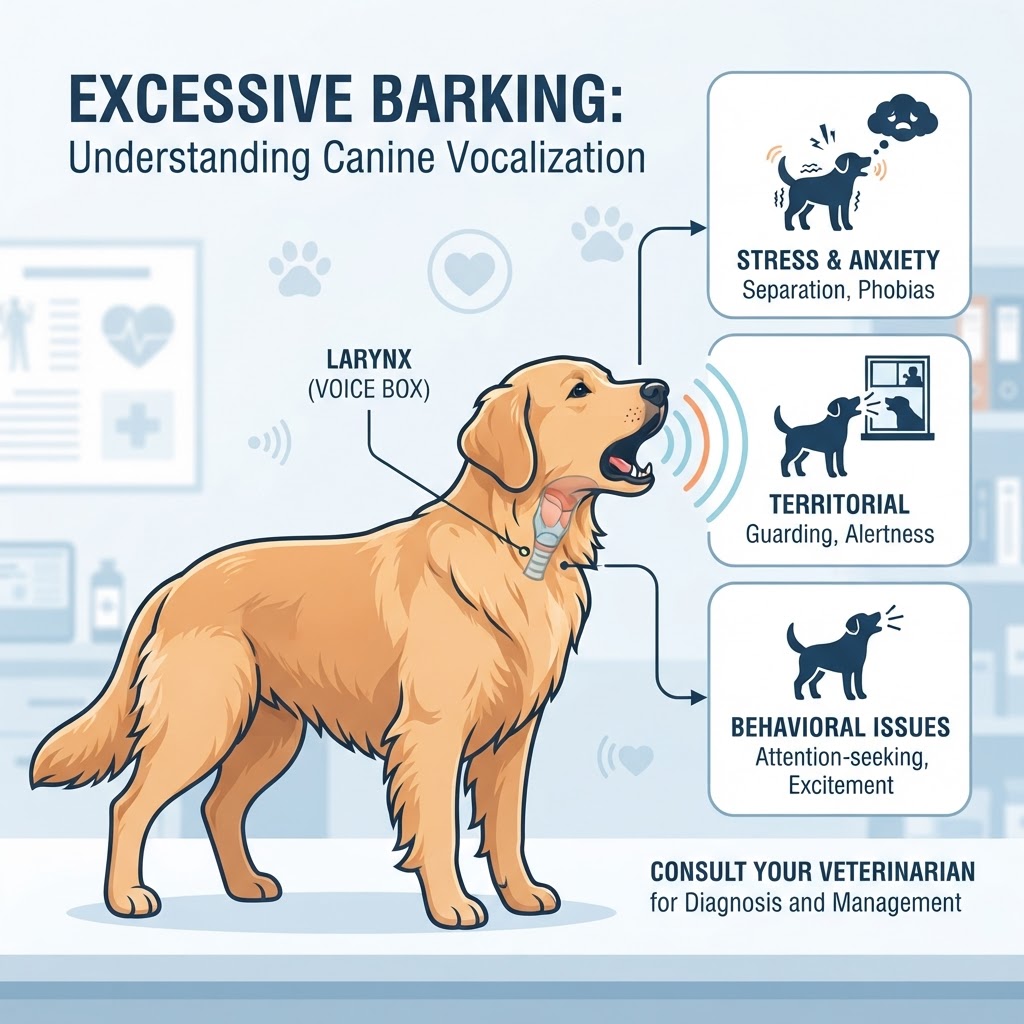 Excessive Barking in Dogs — Excessive barking in canines is a behavioral condition characterized by frequent, prolonged, or contextually inappropriate vocalizations that interfere with daily functioning and human-animal interactions.