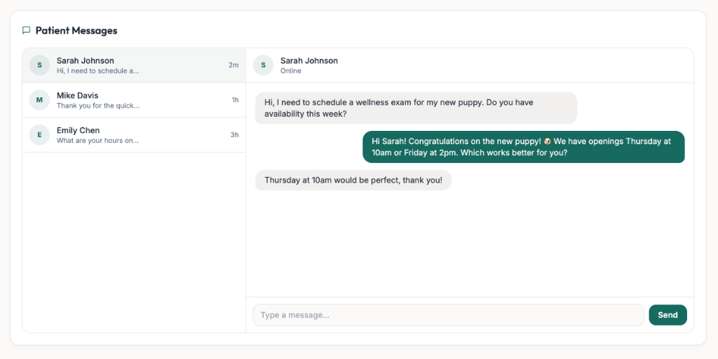 Patient Messaging dashboard