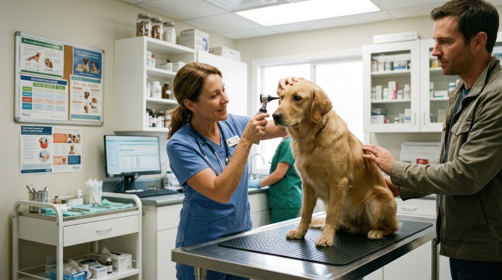 Happy pets at the veterinarian