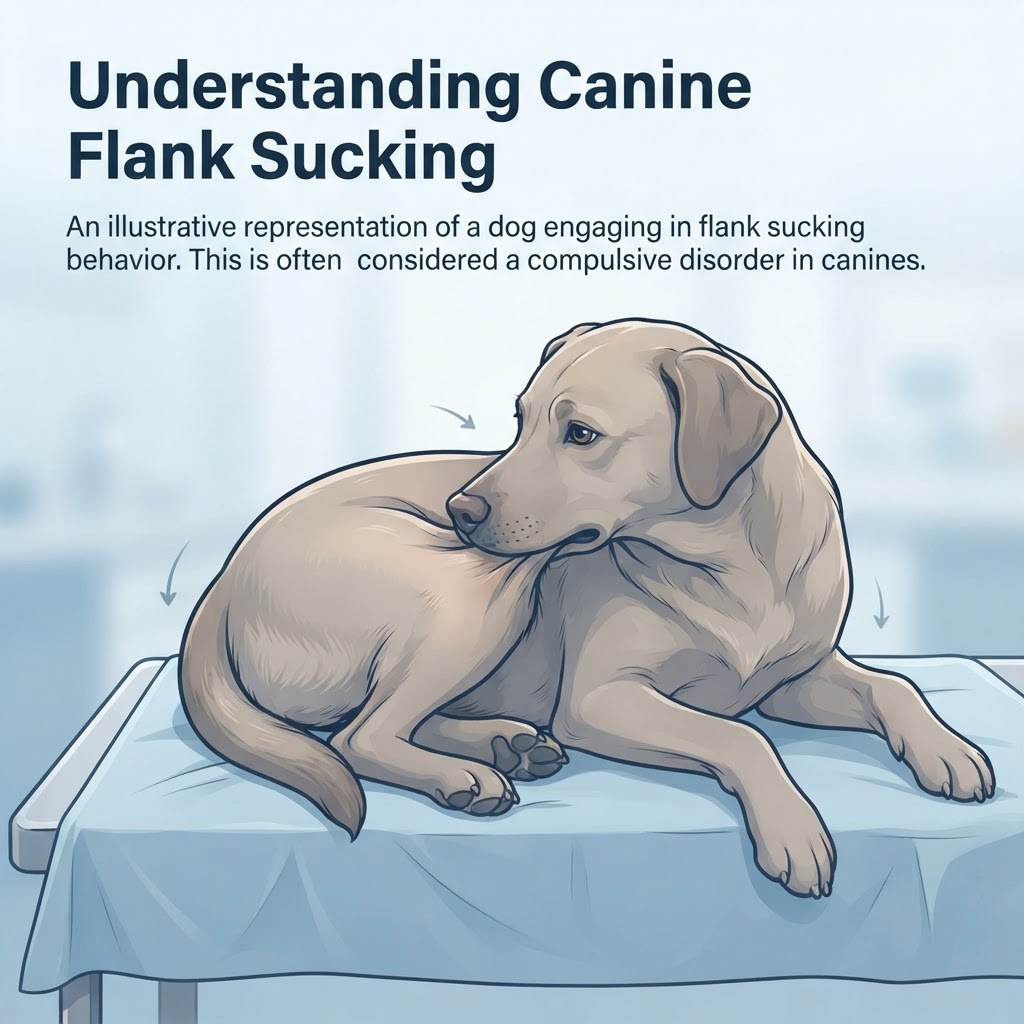 Flank Sucking in Dogs — Flank sucking is a chronic, ritualized behavioral condition in dogs characterized by the repetitive mouthing, licking, or sucking of the hair and skin on the lateral abdominal region.