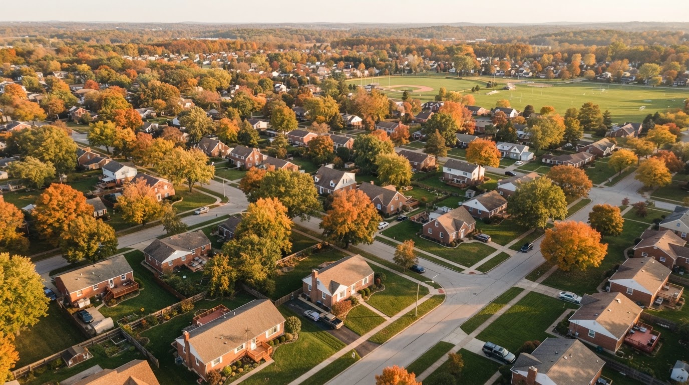 Aerial view of an Ohio neighborhood