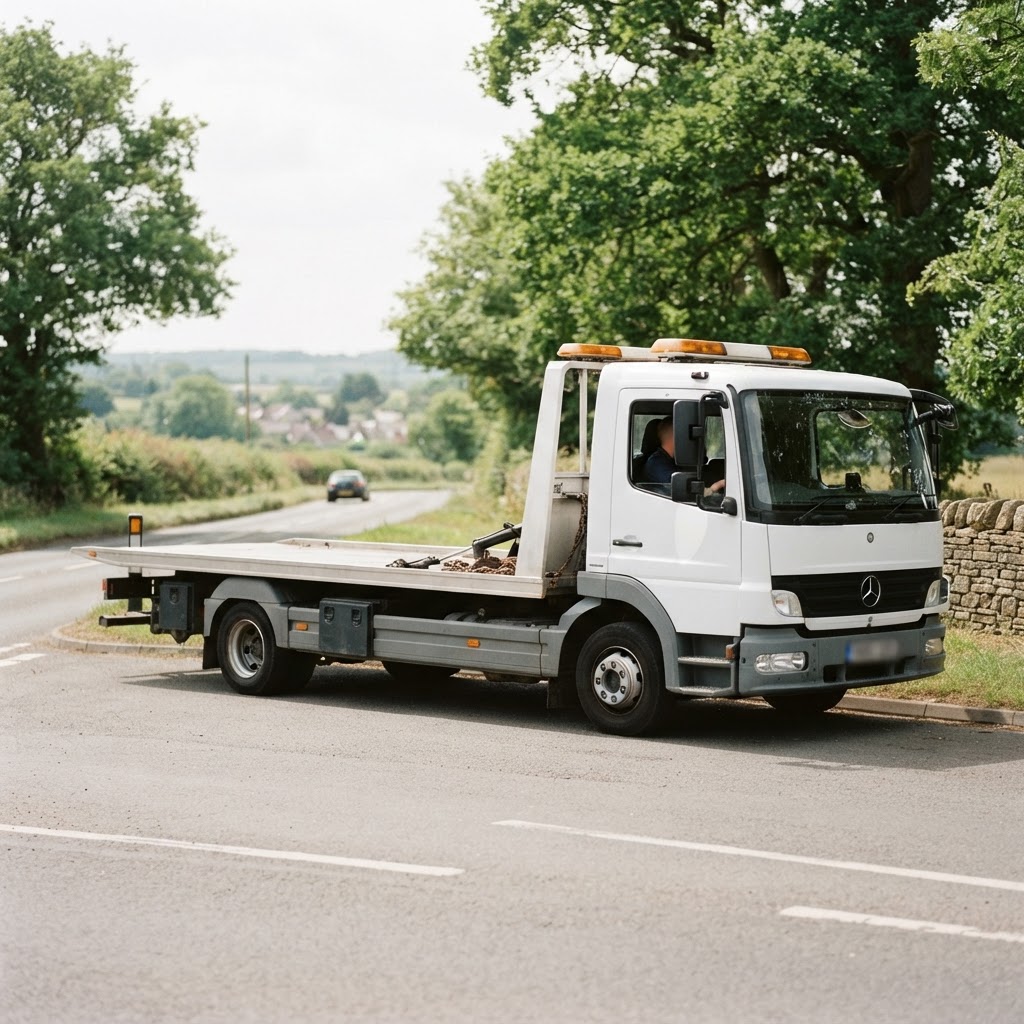 Tow truck ready for dispatch at the roadside