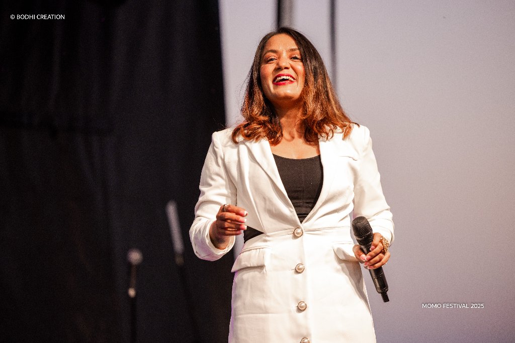 Female singer performing on stage