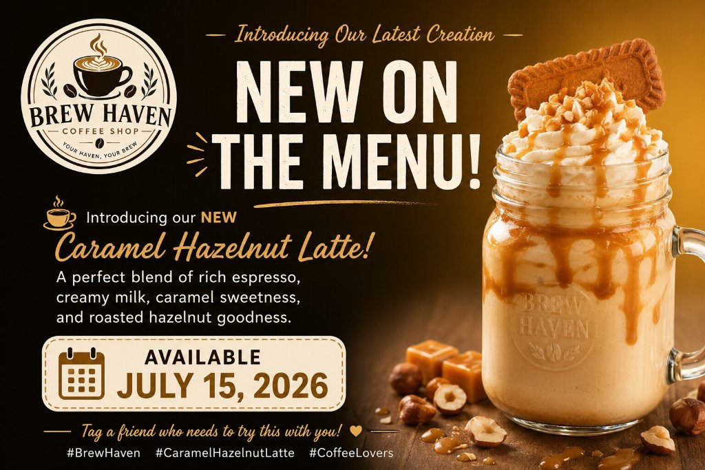 Caramel Hazelnut Latte New Menu Item