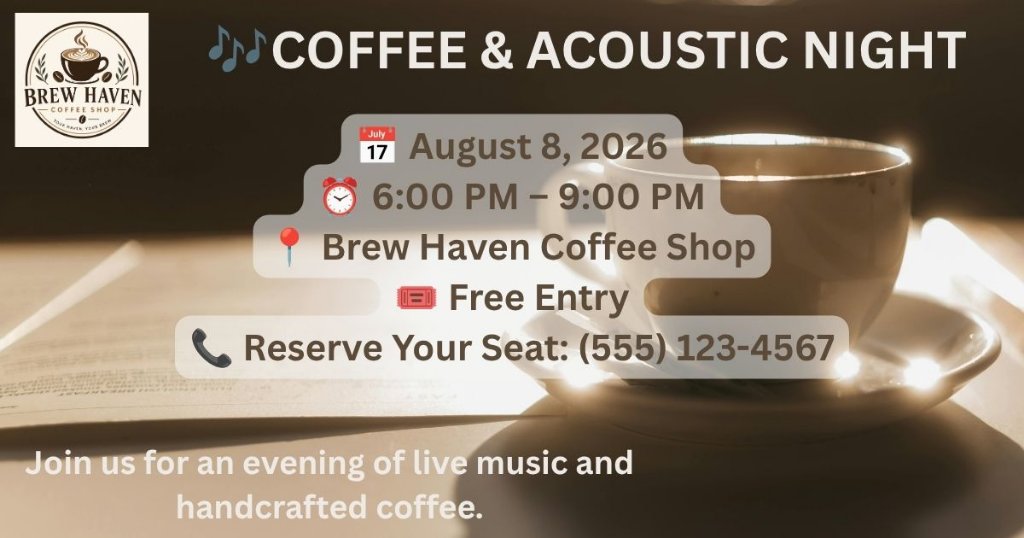 Coffee & Acoustic Night Event Flyer