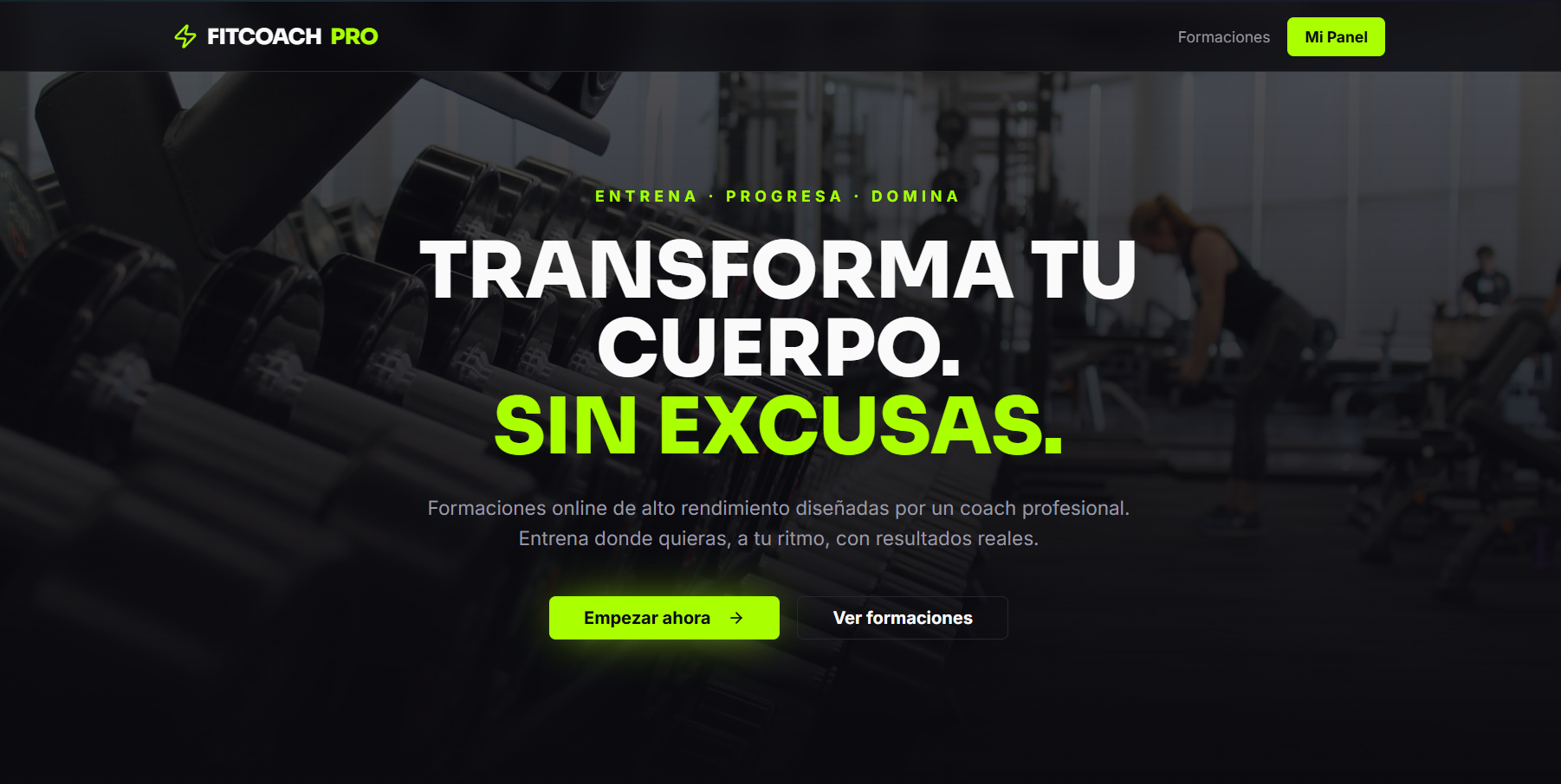 Coach Fitness Español template preview