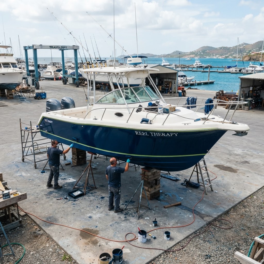 Marine Hull Refinish — Sport Fishing Boat