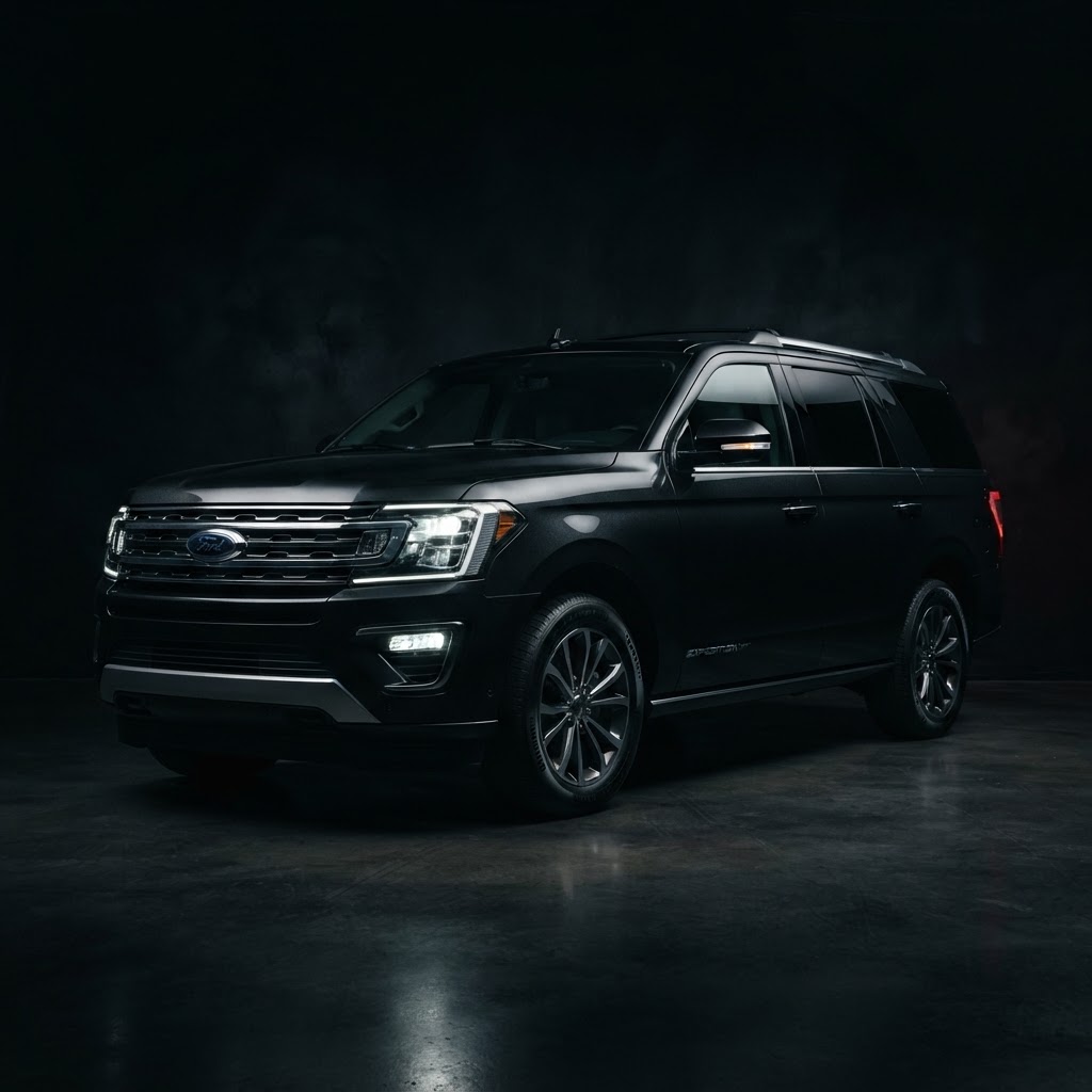 Ford Expedition XLT SUV emerging from deep shadow with metallic highlights