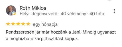 KárpitKing ügyfélvélemény a Google-on