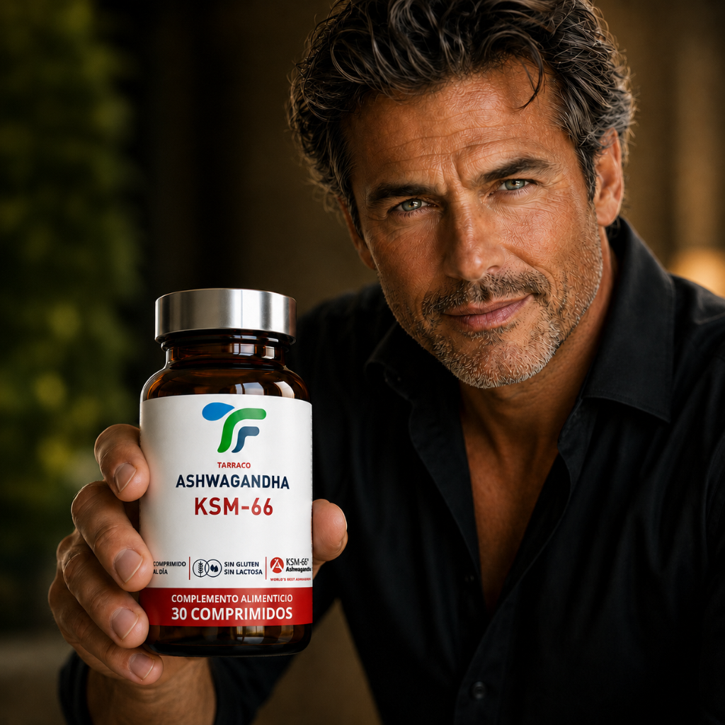 Hombre sosteniendo Tarraco Ashwagandha KSM-66®