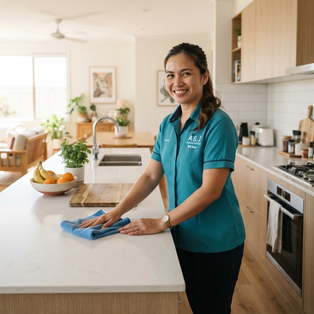 Professional completing a cleaning service