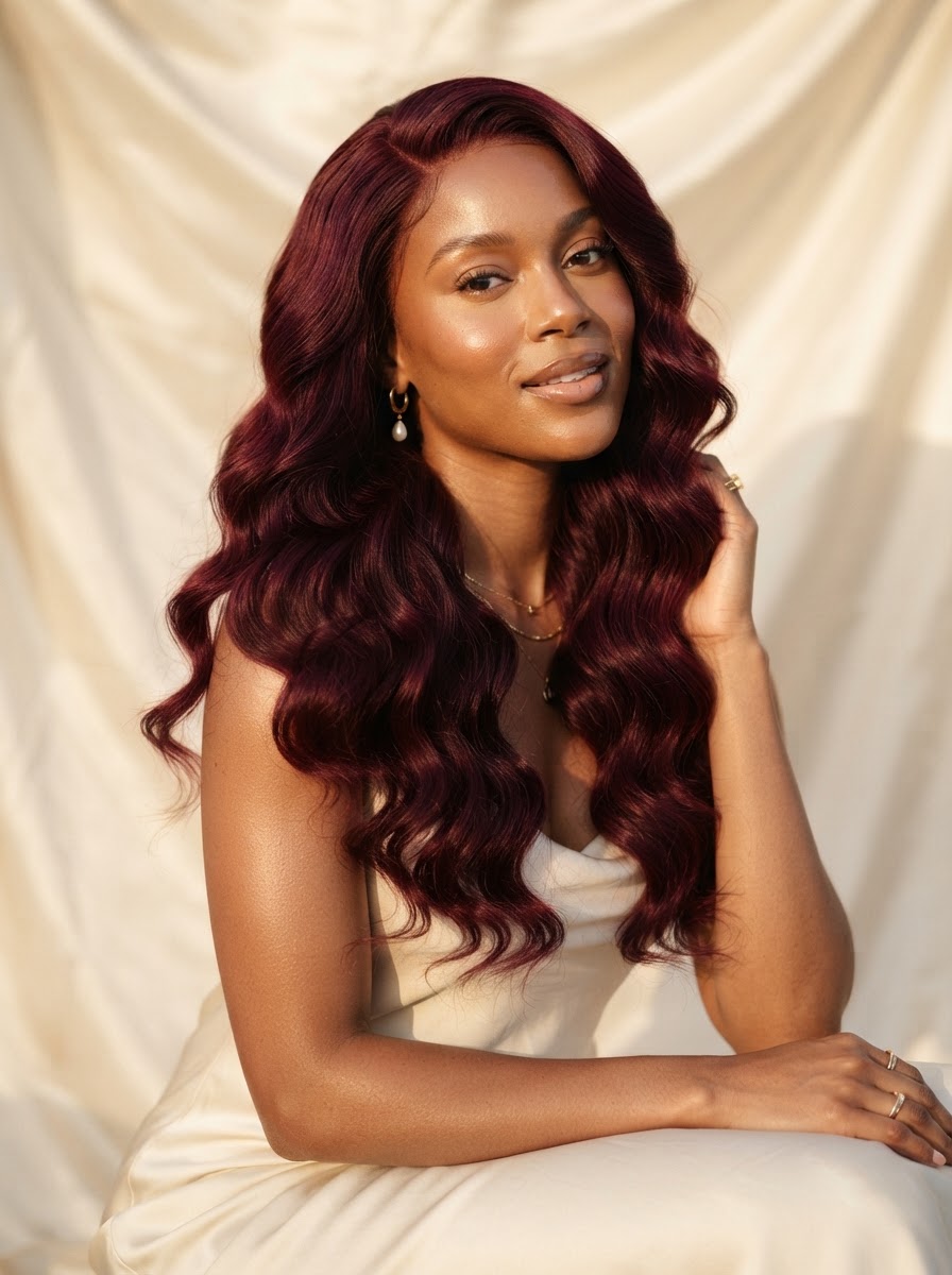 Burgundy Deep Wave Wig
