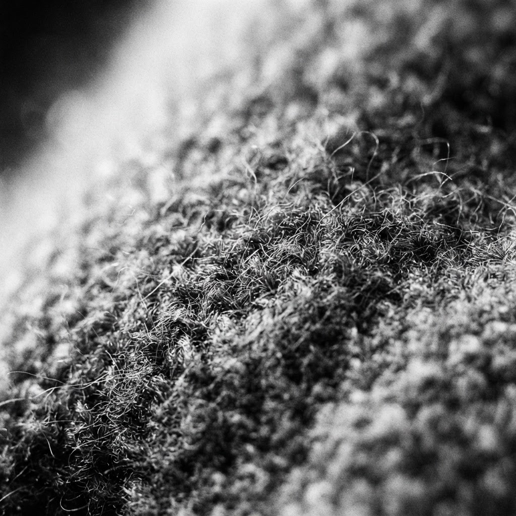 Macro photograph of a napped woollen surface