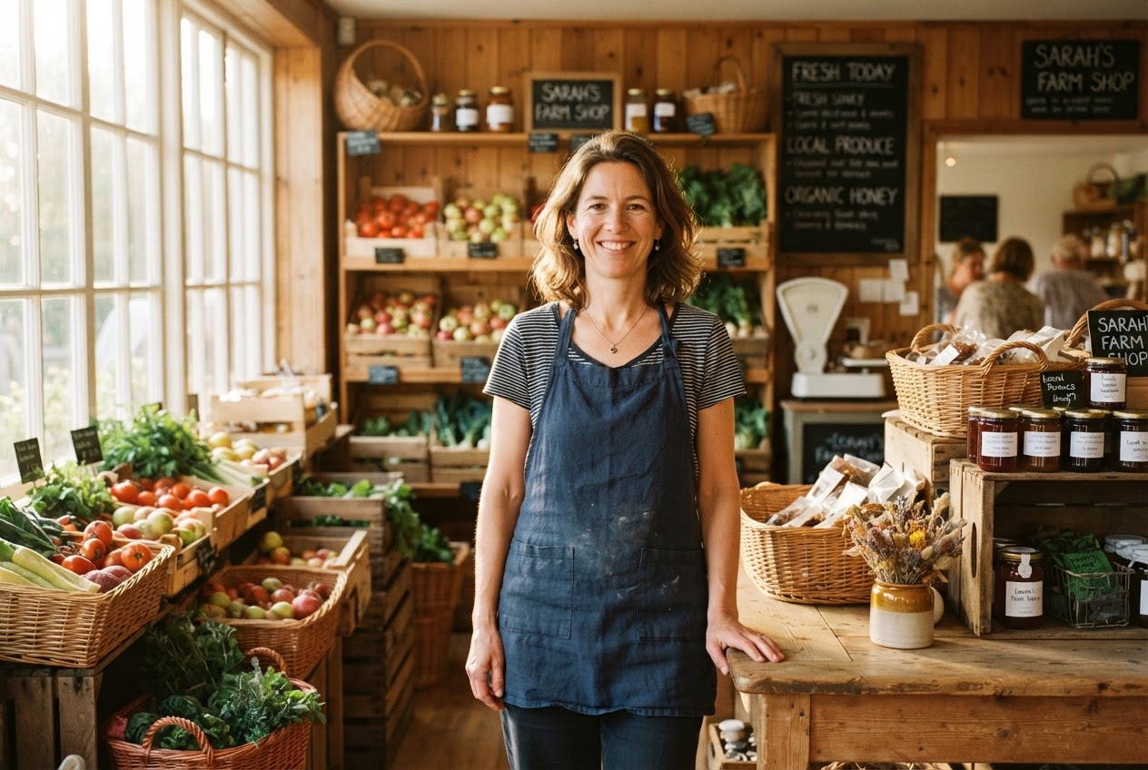 A small business owner confidently managing her shop