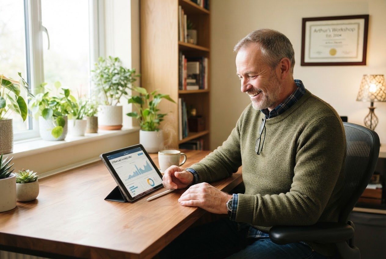 A business owner working with ease