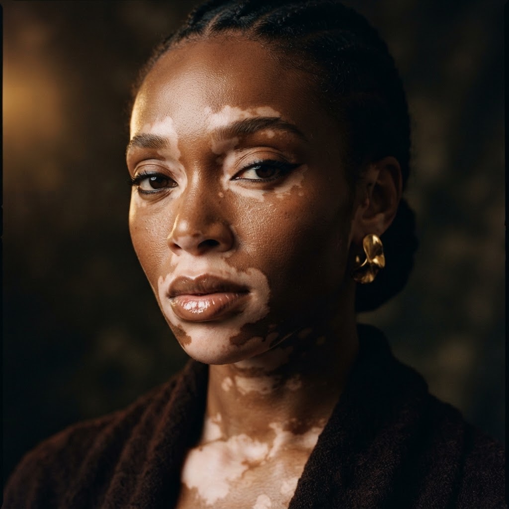 Woman with vitiligo with radiant skin