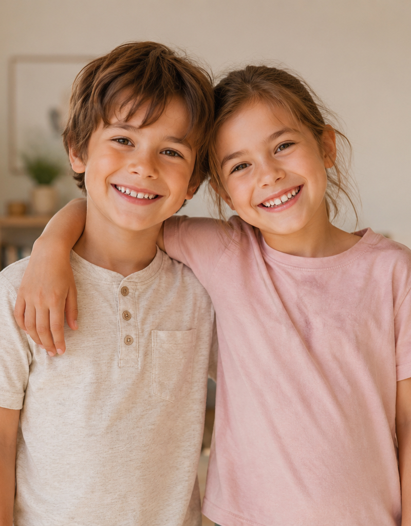 Happy siblings smiling