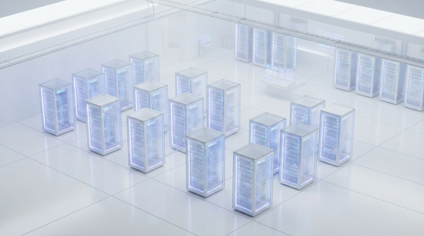 Stylized data server room visualization