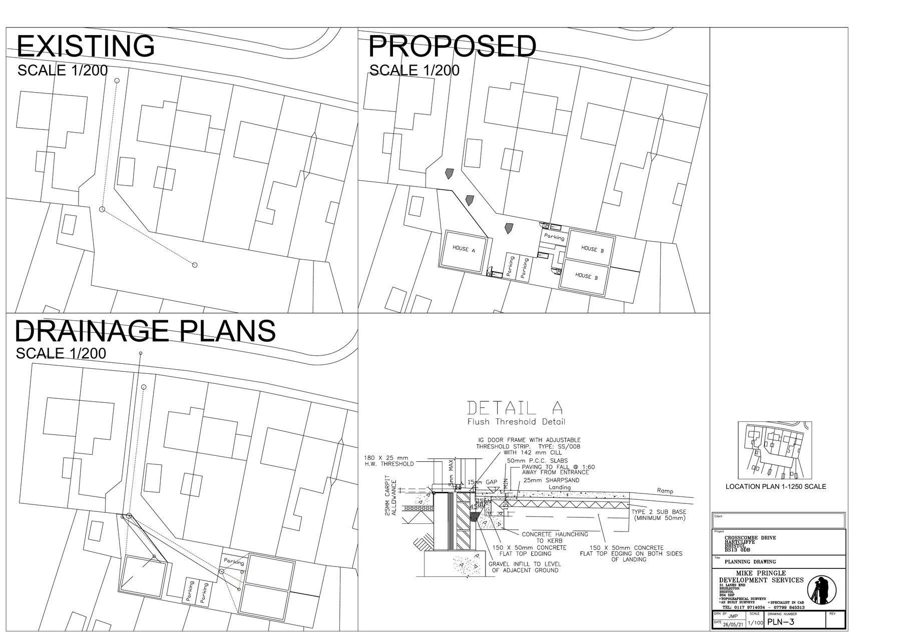 Site layout, drainage and threshold details