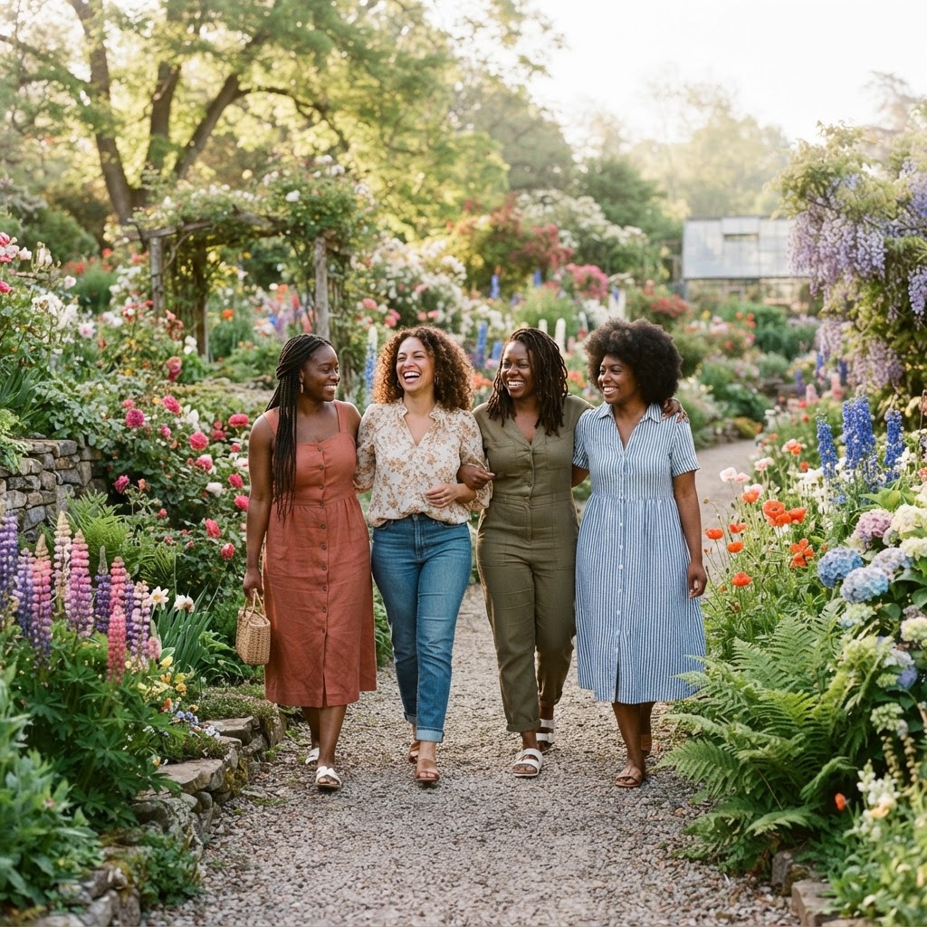Women celebrating outdoors