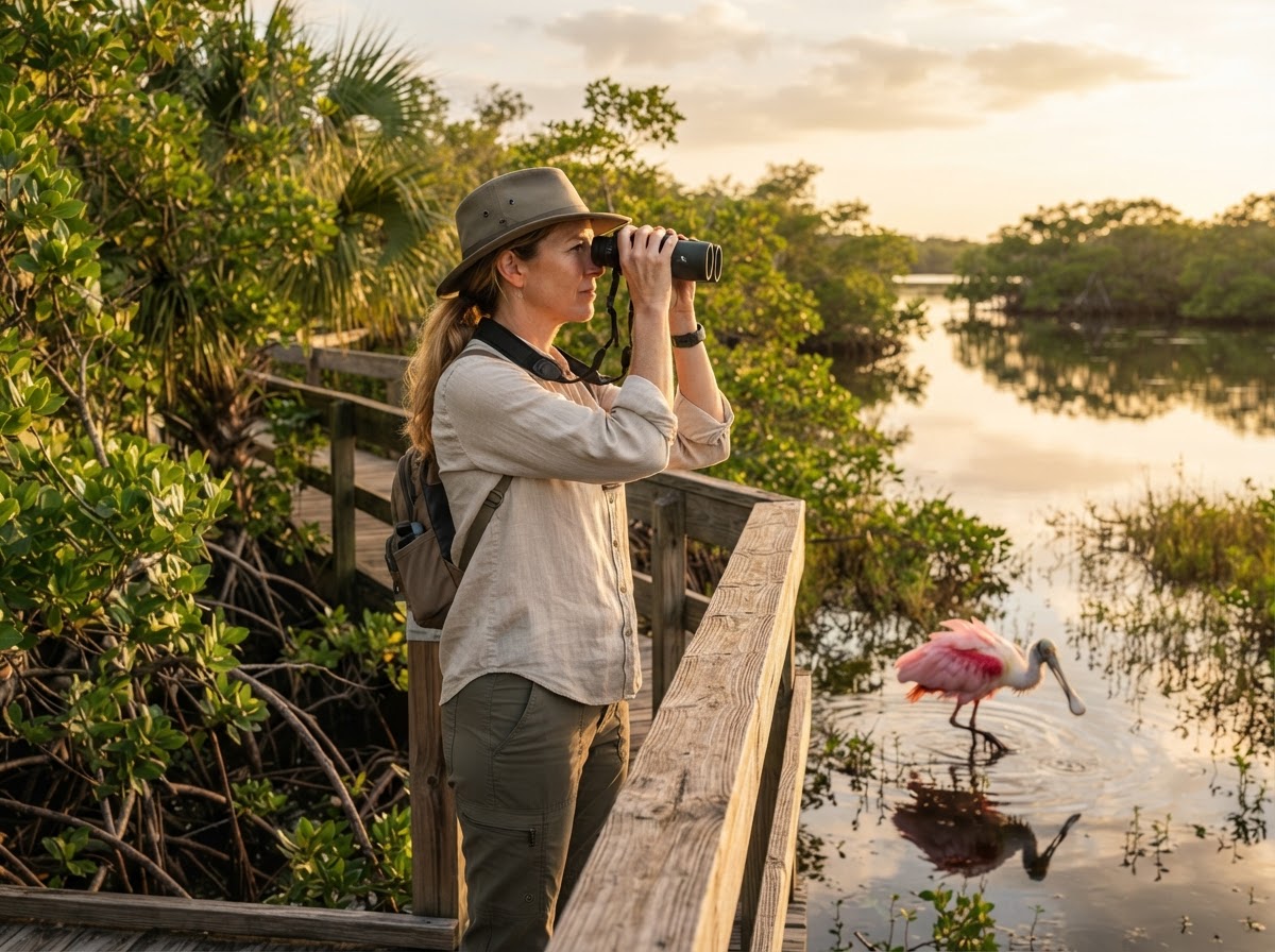 Birdwatching at Ding Darling Wildlife Refuge Sanibel