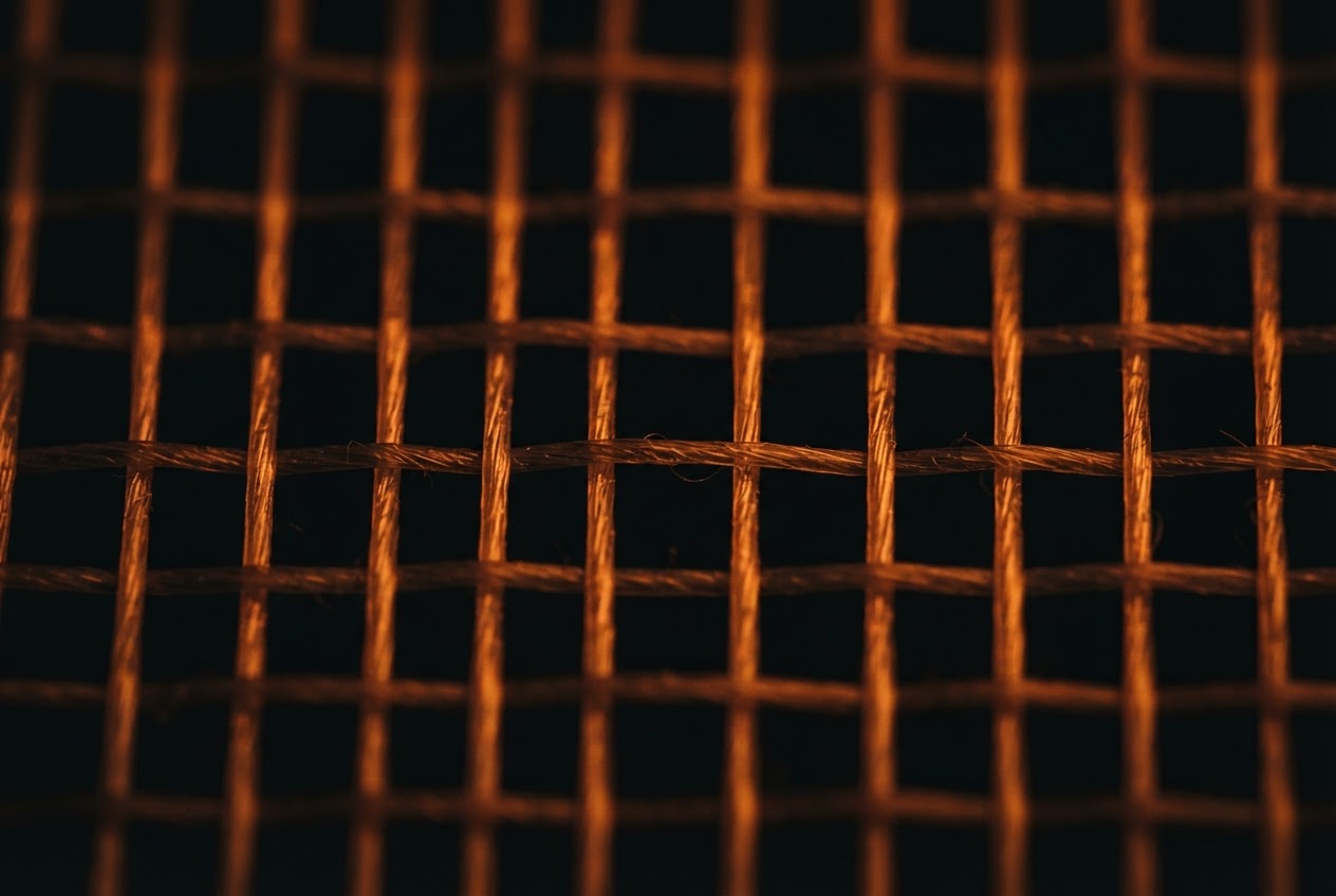 Macro photo of badminton racket strings