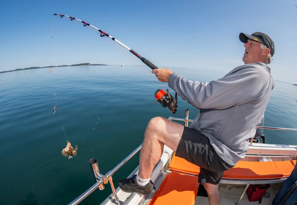 Angler reeling in a fish