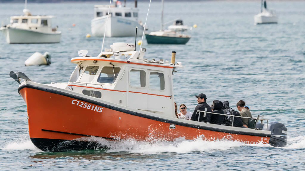 Guide assisting angler on deck