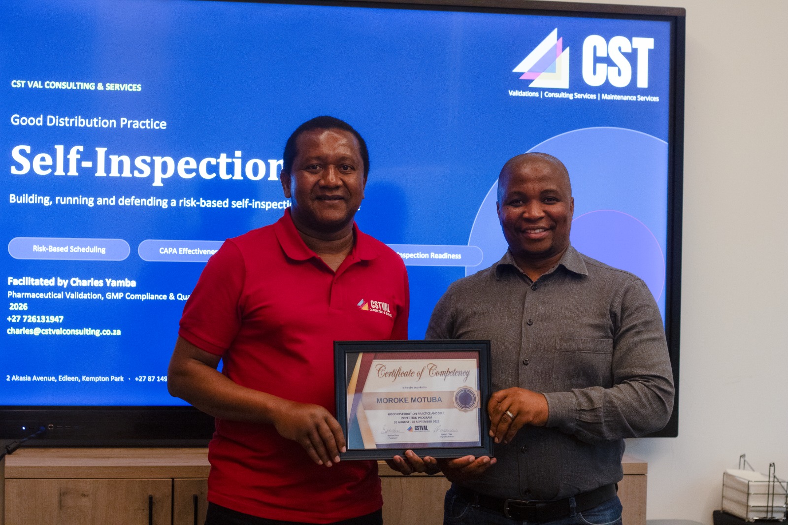Certificate of Competency awarded to Moroke Motuba