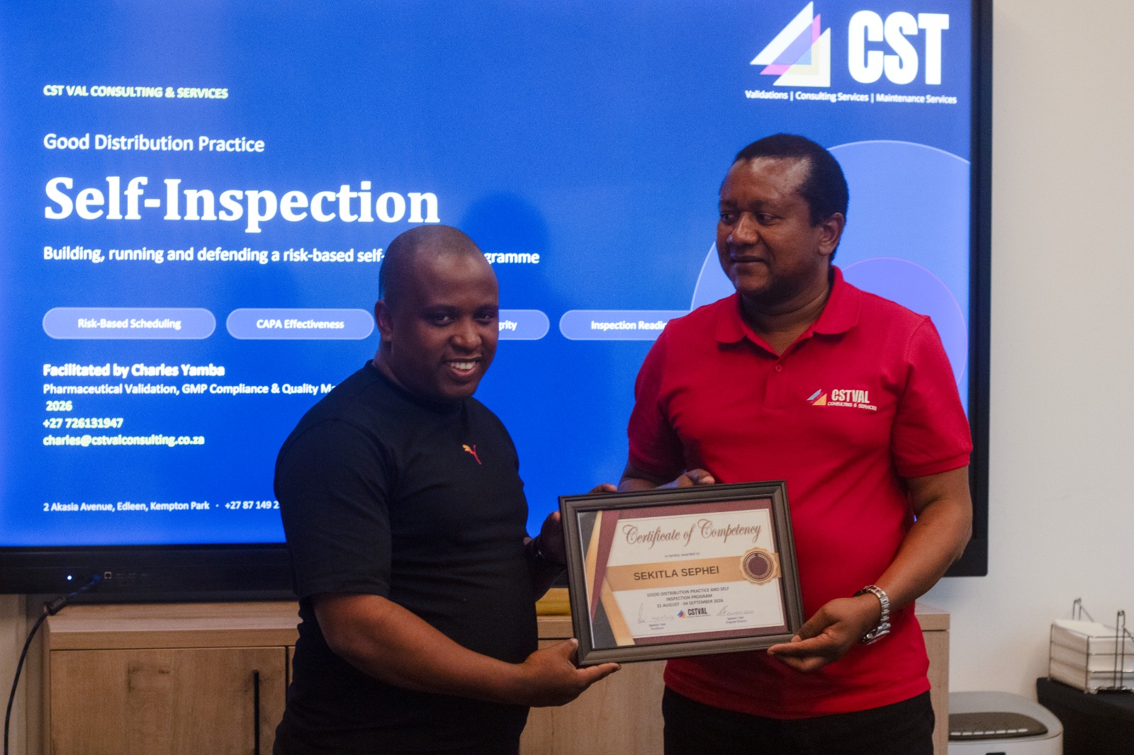 Certificate of Competency awarded to Sekitla Sephei