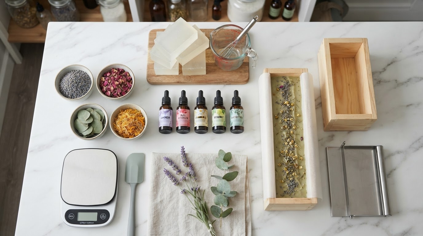 Artisanal crafting process of glycerin soaps