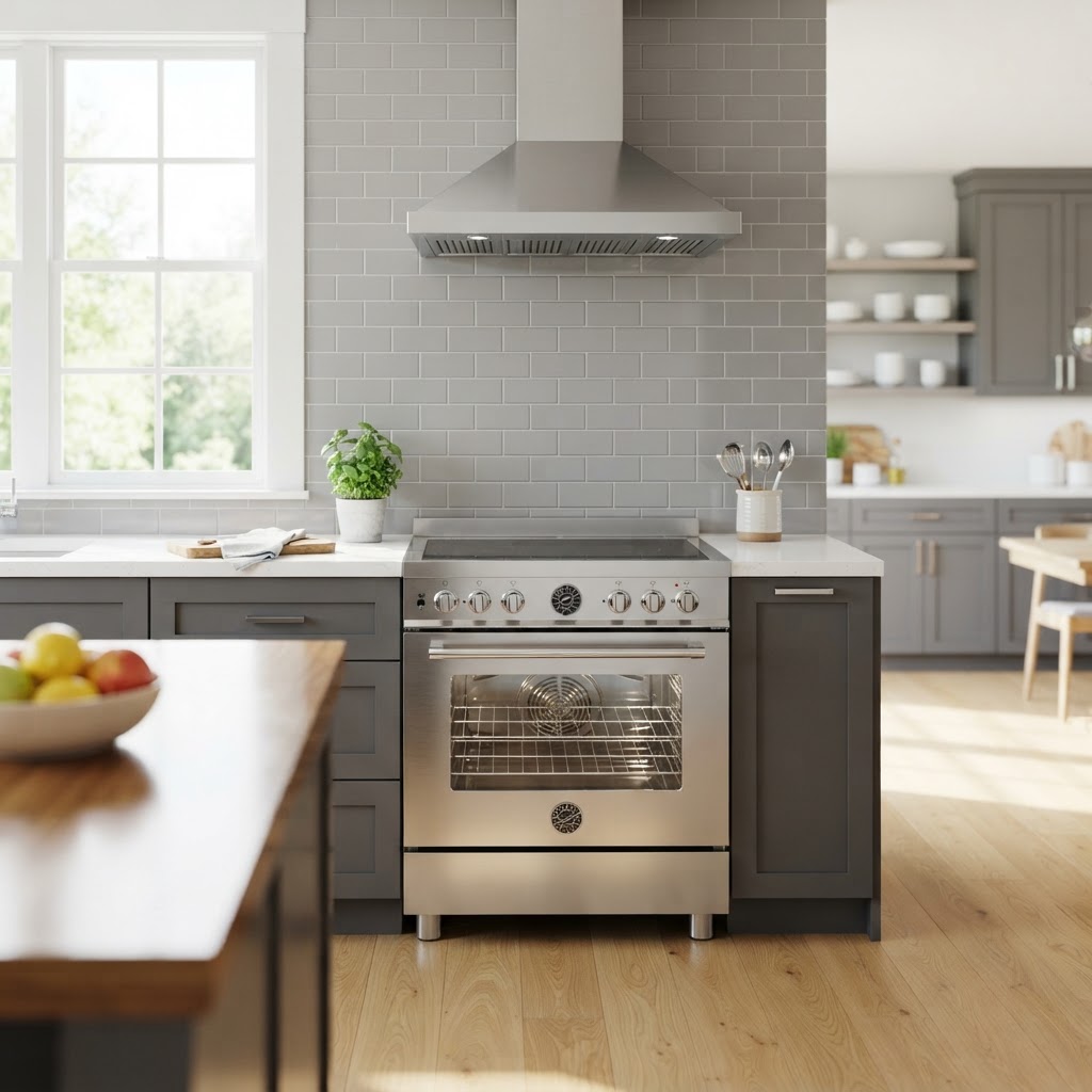 Sparkling clean modern kitchen with gleaming oven