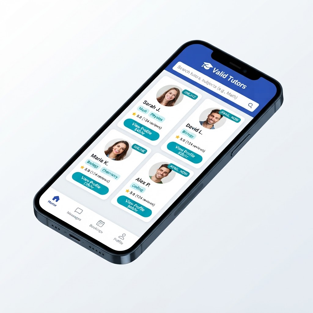 Valid Tutors mobile app preview