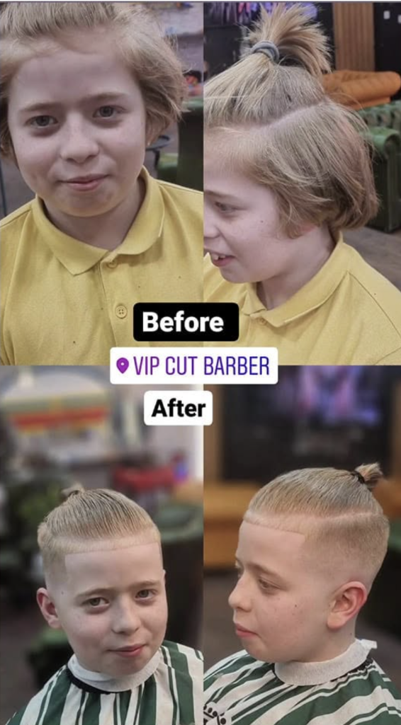 Before and after kids haircut at VIP Cut Barber