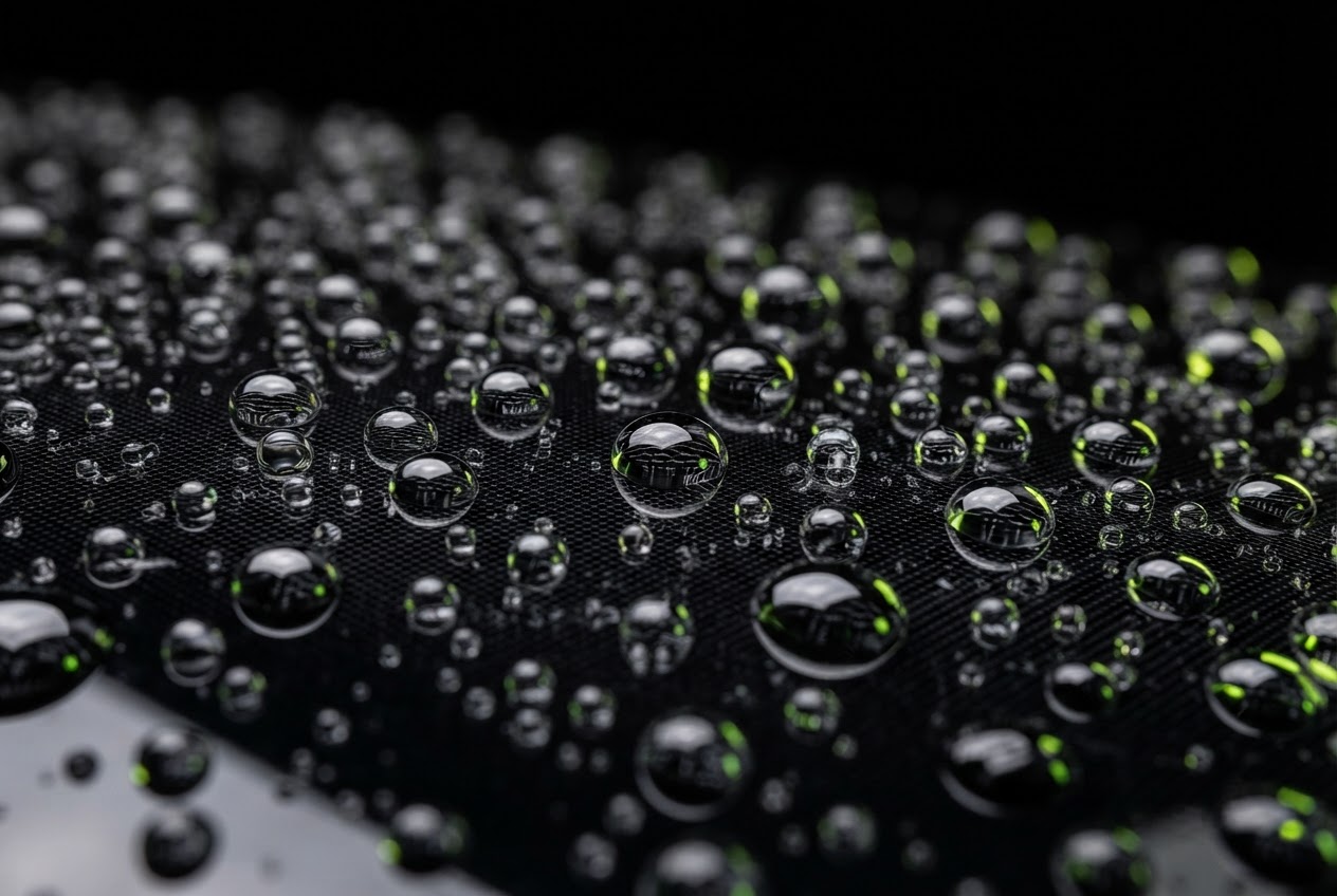 Water beading on a hydrophobic paint protection film surface