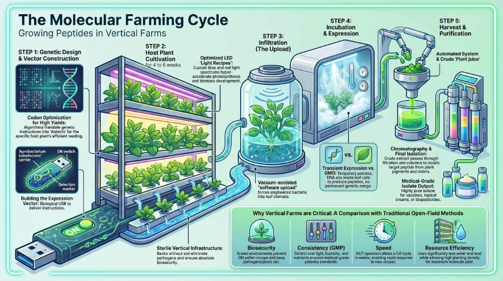The Molecular Farming Cycle — Growing Peptides in Vertical Farms