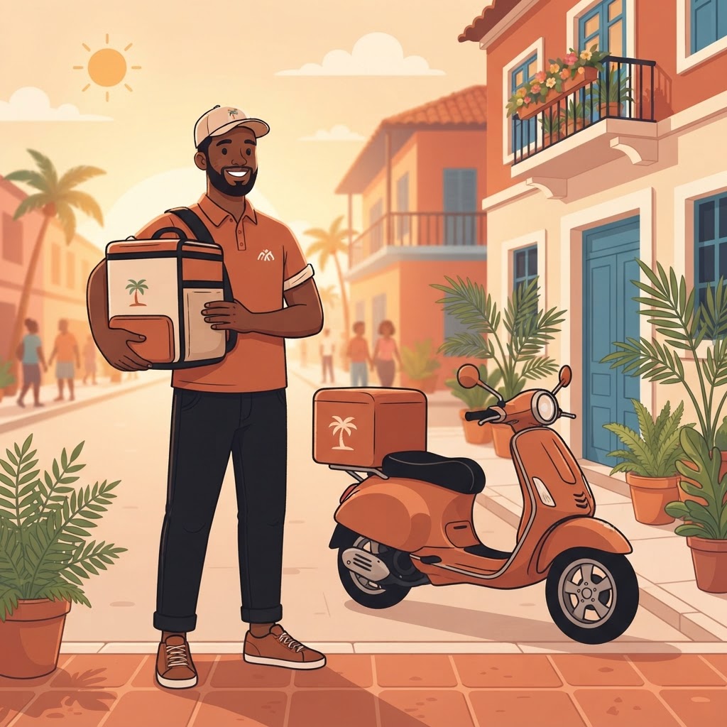 Delivery driver with a car