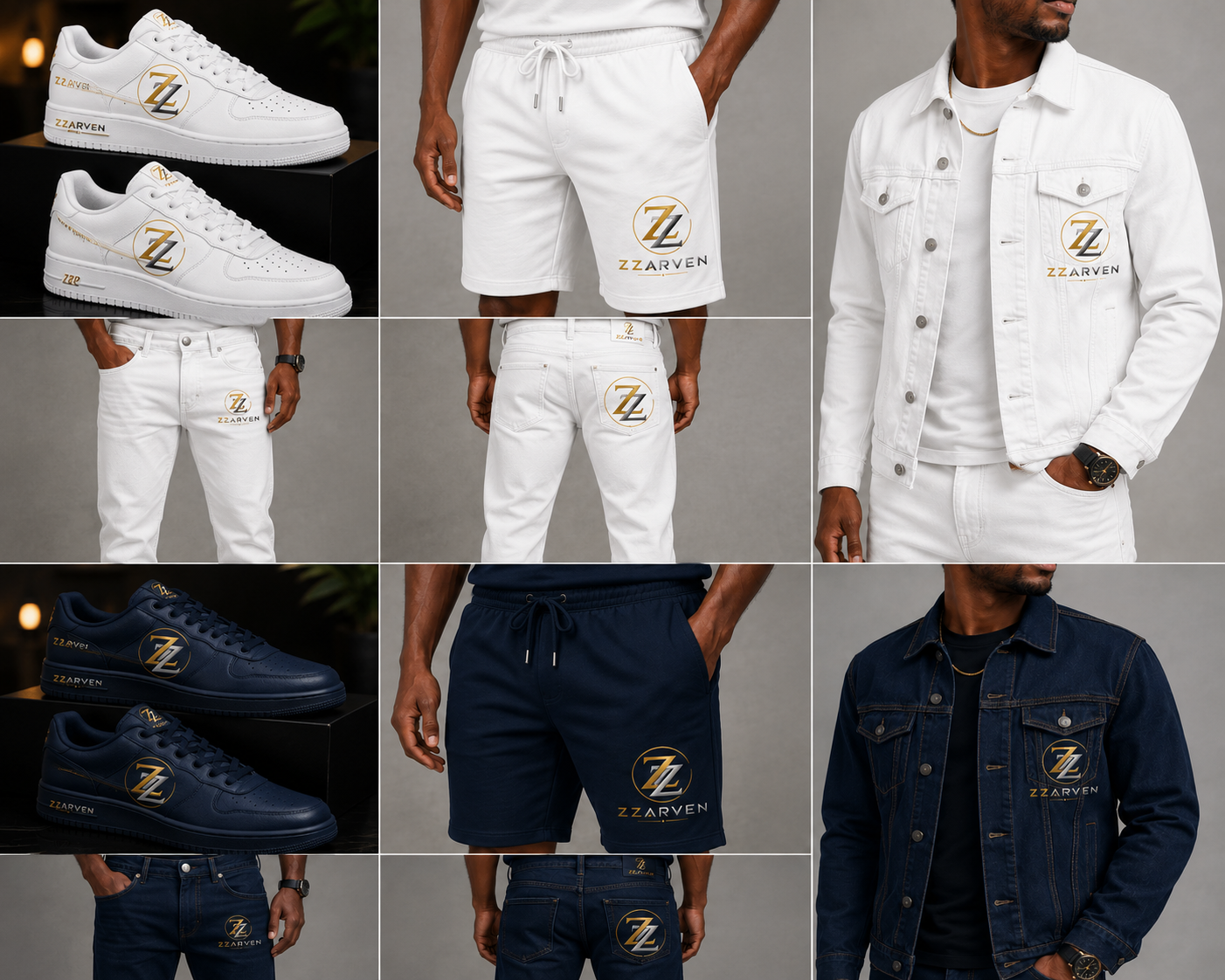 Denim Sets — White & Navy