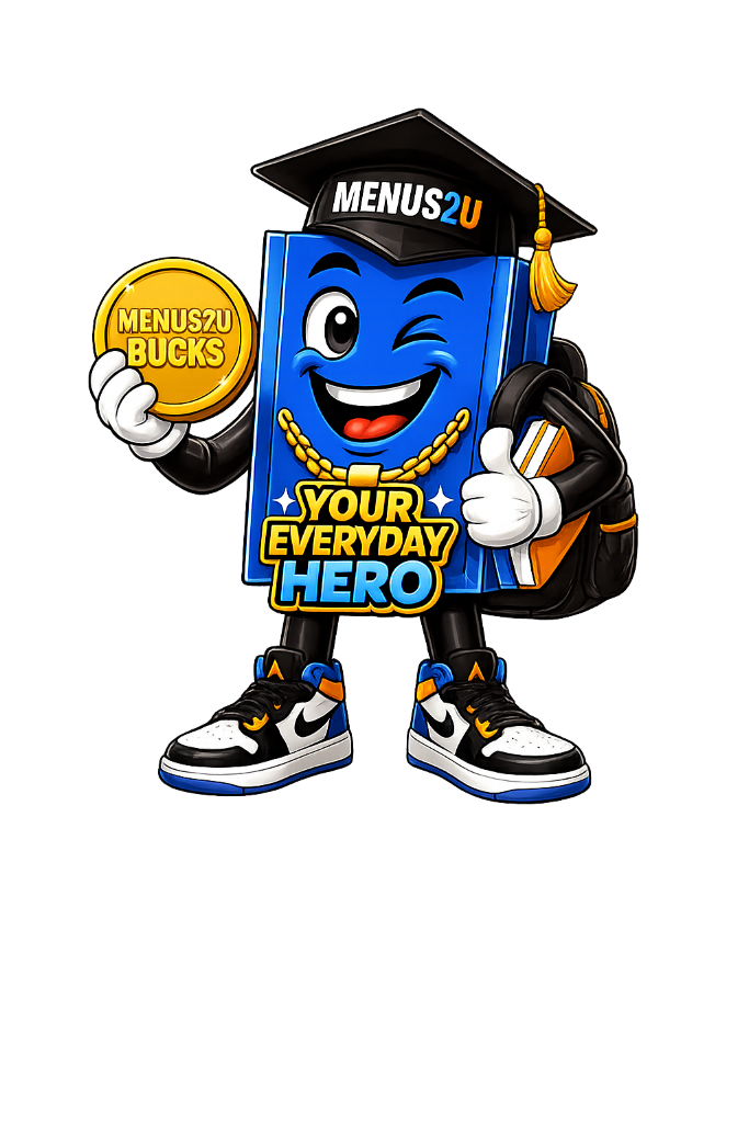 Menus2U Bucks Mascot — Your Everyday Hero