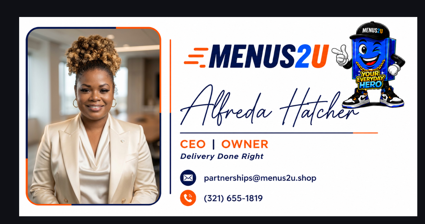 Alfreda Hatcher, CEO and Owner of Menus2U