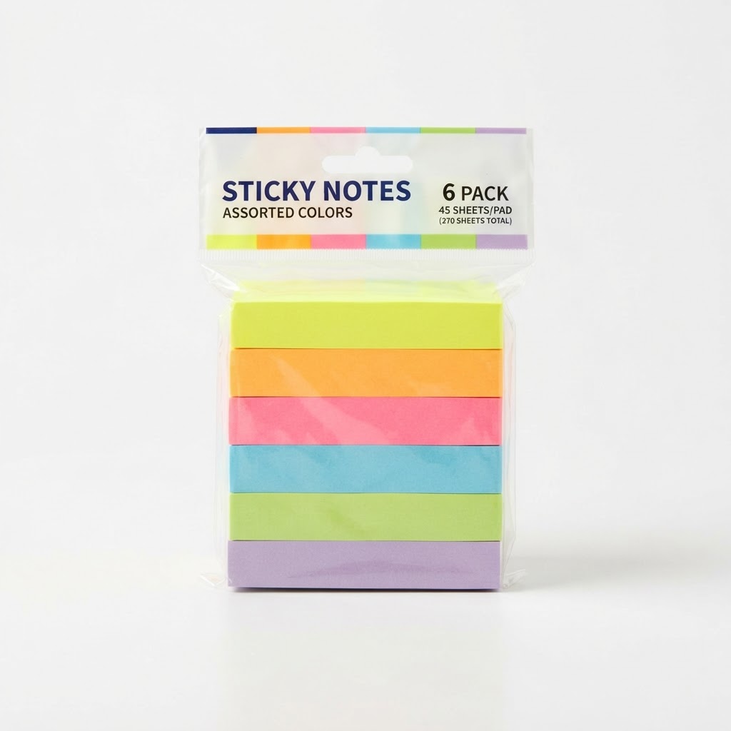 Sticky Notes, 3x3, Assorted Colors, 5-Pack