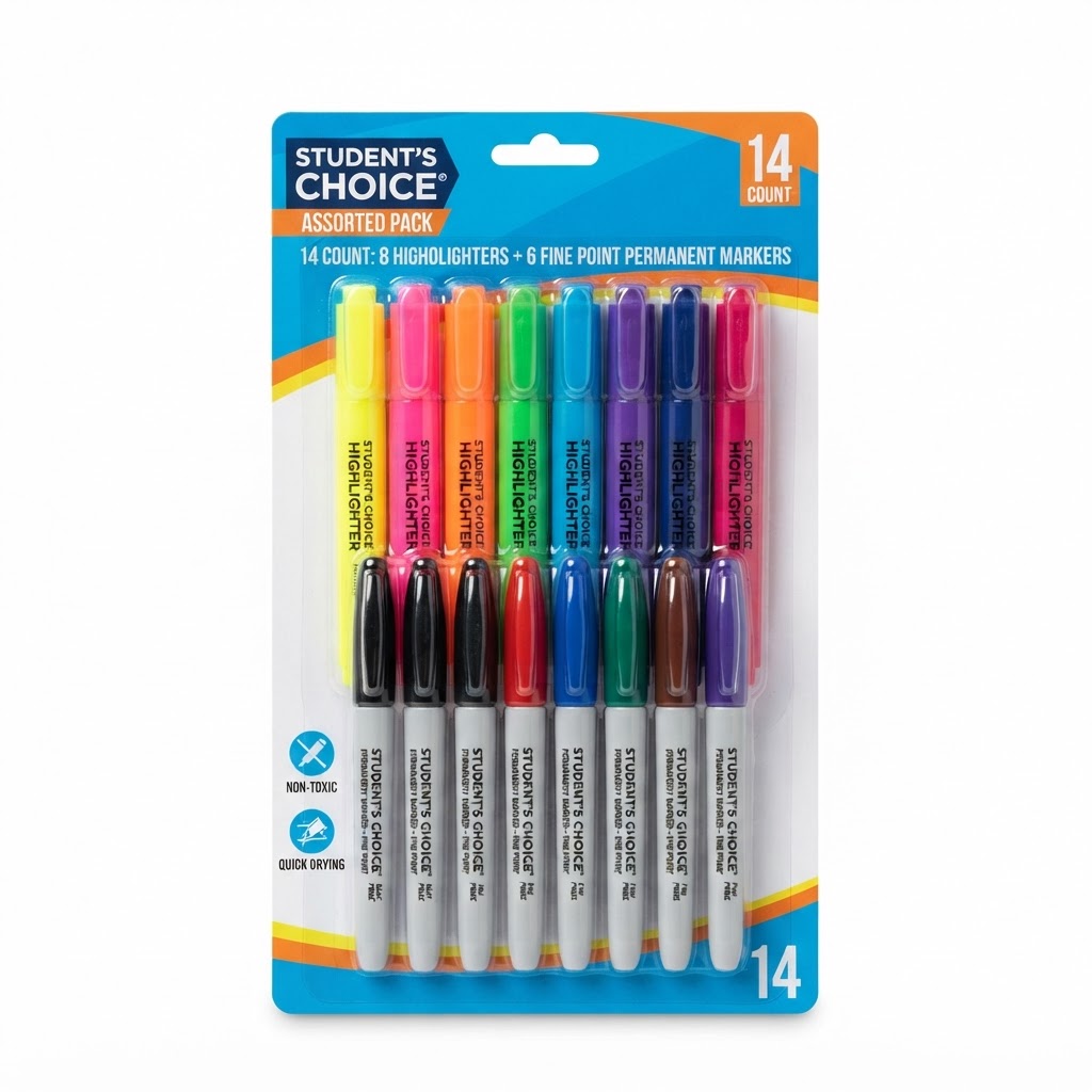 Highlighters, Chisel Tip, Assorted Colors, 6-Pack